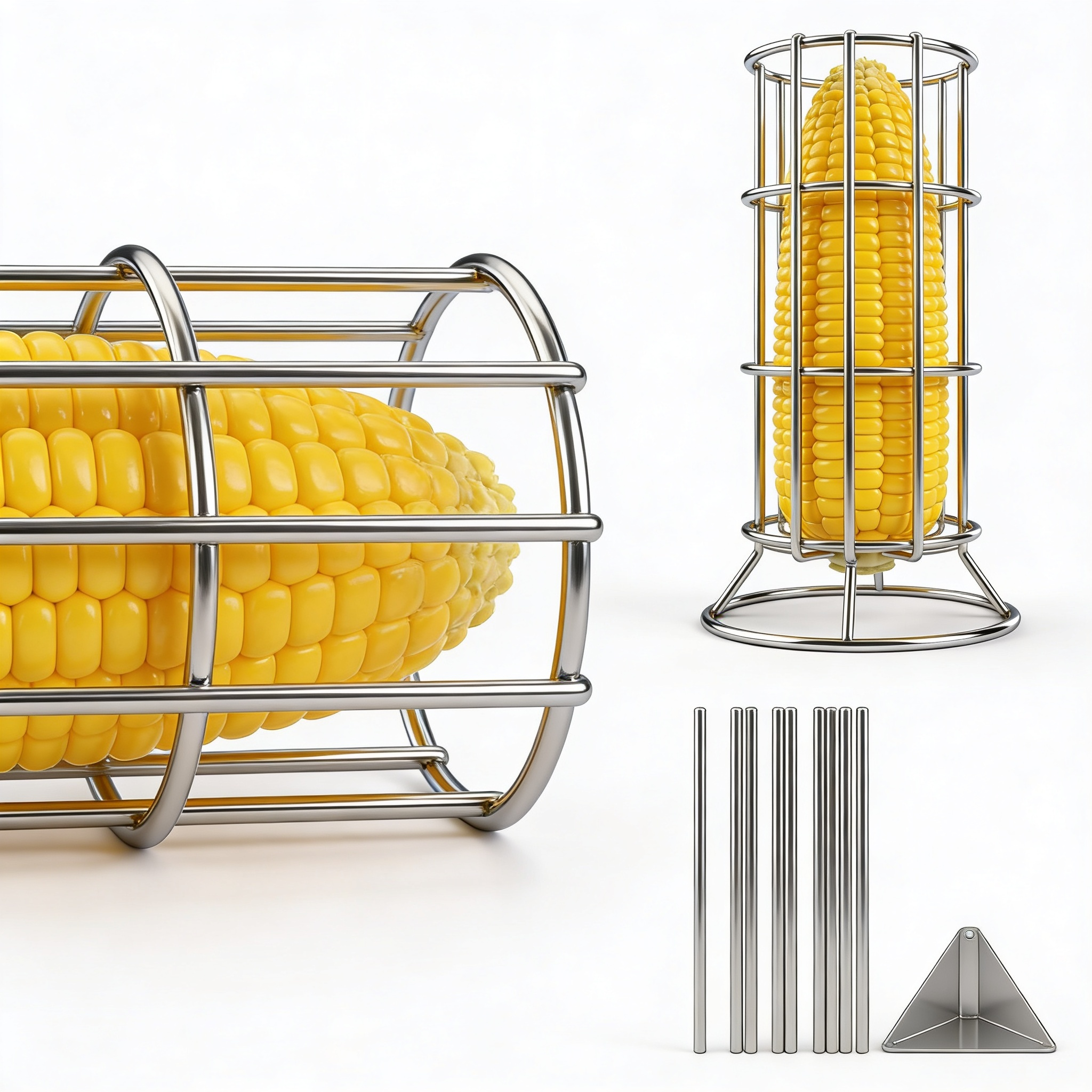 Cocutensqq Juego de 2 soportes para mazorcas de acero inoxidable, color amarilloSearching on Google...