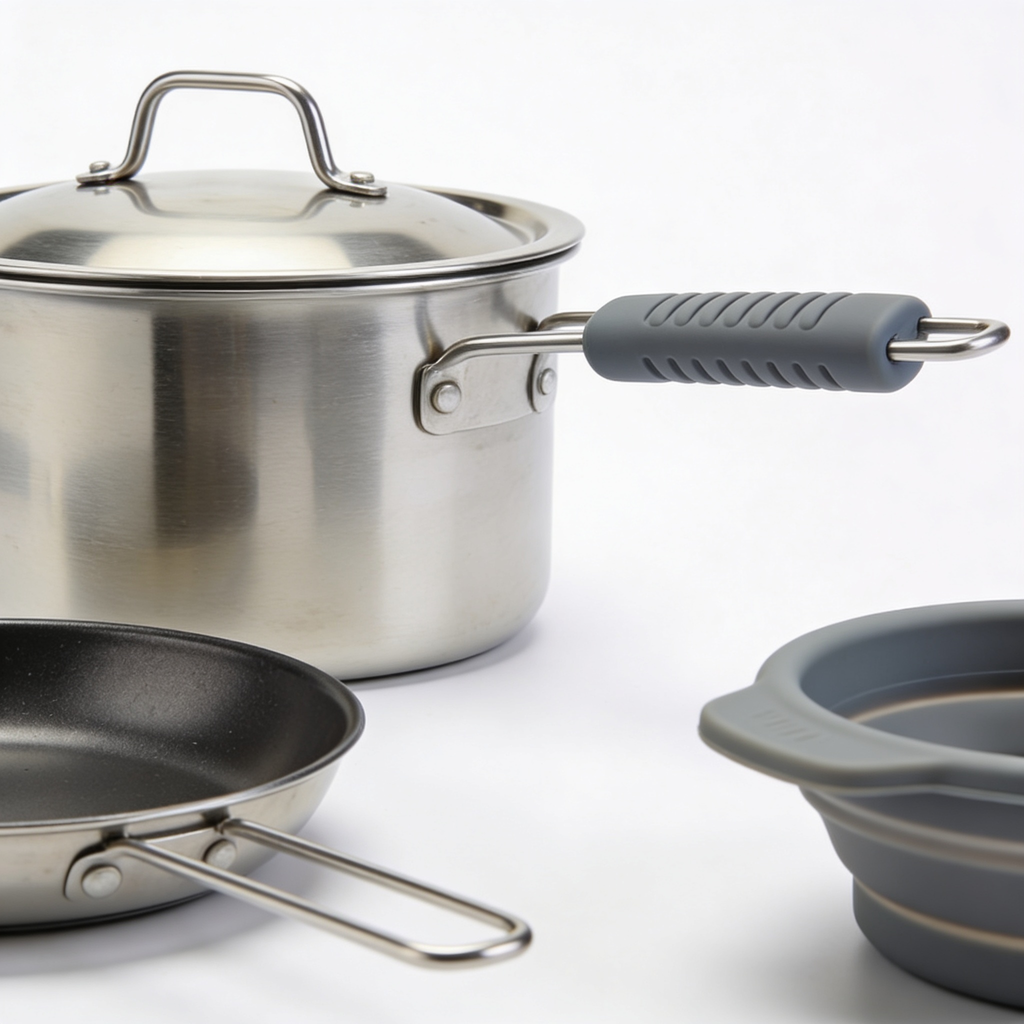 Cocutensqq Set de Utensilios de Cocina Resistentes al Calor y Portátiles para Camping y Viajes con Cuchara y Tenedor