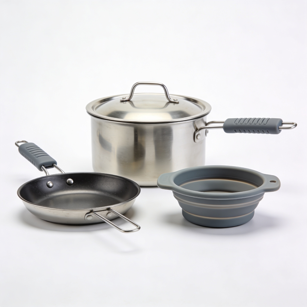 Cocutensqq Set de Utensilios de Cocina Resistentes al Calor y Portátiles para Camping y Viajes con Cuchara y Tenedor